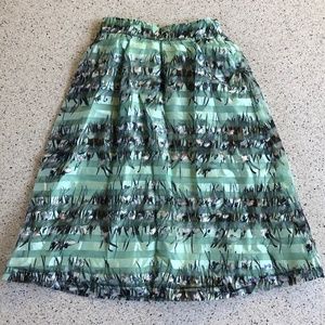 Anthropologie Maeve Mint Green Floral Skirt XS